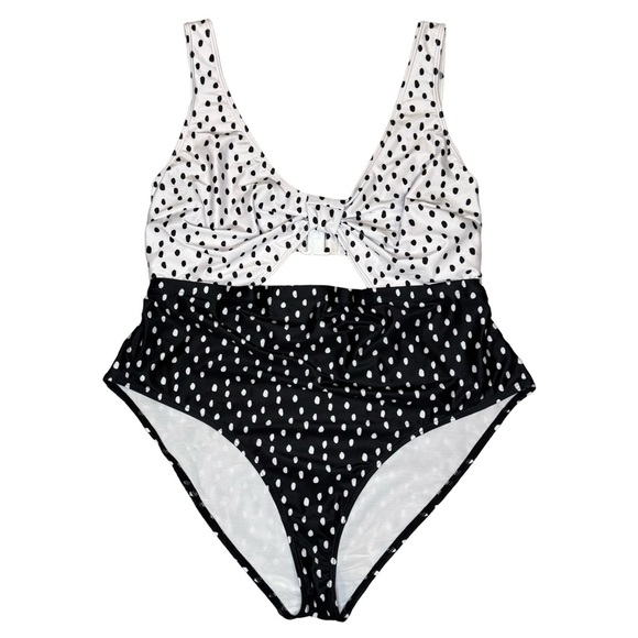 Peak & Beau Polka Dot Swimsuit - Black and White - Picture 1 of 5